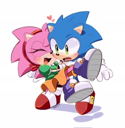 Size: 2006x2048 | Tagged: safe, artist:steffy_bs, amy rose (sonic), classic amy, classic sonic, sonic the hedgehog (sonic), hedgehog, mammal, anthro, sega, sonic the hedgehog (series), duo, female, male, male/female, shipping, sonamy (sonic)