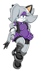 Size: 1500x2582 | Tagged: safe, artist:sonicguru, oc, oc only, oc:star the cat, cat, feline, mammal, anthro, sega, sonic the hedgehog (series), 2021, big belly, boots, bottomwear, breasts, clothes, cyan eyes, eyeshadow, fat, female, fur, gloves, gray body, gray fur, gray hair, gray tail, hair, hair over one eye, hand on hip, lidded eyes, looking at you, makeup, overweight, pink nose, shoes, shorts, simple background, skirt, smiling, solo, solo female, star (facial marking), style emulation, tail, topwear, transparent background, zipper