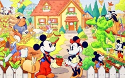 Size: 1920x1200 | Tagged: character needed, safe, official art, clarabelle cow (disney), daisy duck (disney), donald duck (disney), goofy (disney), horace horsecollar (disney), mickey mouse (disney), minnie mouse (disney), pete (disney), pluto (disney), bird, bovid, canine, cat, cattle, cow, dog, duck, feline, mammal, mouse, rodent, songbird, waterfowl, disney, mickey and friends, female, group, male