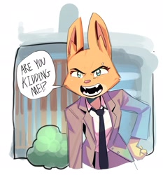 Size: 1759x1889 | Tagged: safe, artist:miscuitsxd, diane foxington (the bad guys), canine, fox, mammal, red fox, anthro, dreamworks animation, the bad guys, angry, bitch wtf, female, looking at you, open mouth, sharp teeth, solo, solo female, teeth, vixen