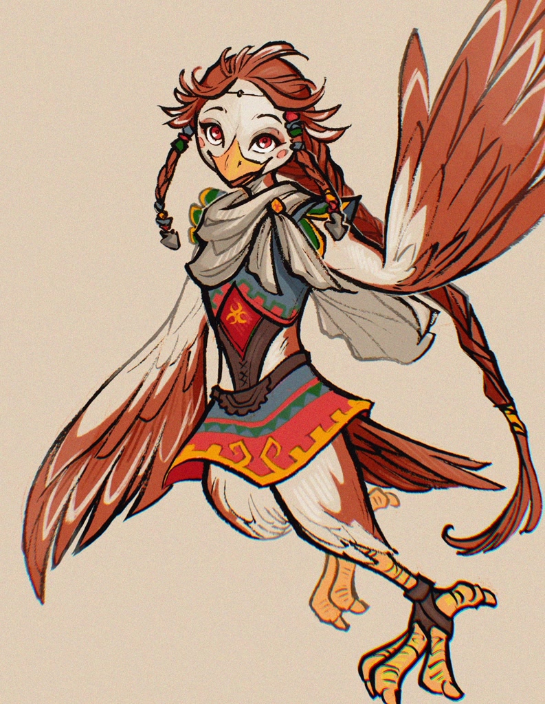 #249023 - safe, artist:emilye_draws, medli (zelda), bird, fictional ...