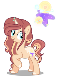 Size: 1900x2540 | Tagged: safe, artist:harmonyvitality-yt, artist:meimisuki, oc, oc only, oc:starshine glimmer, equine, fictional species, mammal, pony, unicorn, feral, friendship is magic, hasbro, my little pony, 2023, base used, eyelashes, hair, high res, hooves, horn, mane, offspring, parent:starlight glimmer (mlp), parent:sunburst (mlp), parents:starburst (mlp), planet, raised hoof, simple background, smiling, solo, tail, transparent background