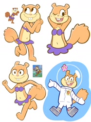 Size: 1314x1758 | Tagged: safe, artist:disfigure, sandy cheeks (spongebob), mammal, rodent, squirrel, anthro, nickelodeon, spongebob squarepants (series), 2023, 2d, belly button, bikini, clothes, female, looking at you, one eye closed, screencap reference, smiling, smiling at you, solo, solo female, swimsuit, winking