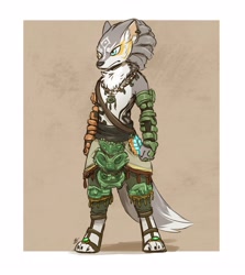 Size: 2500x2800 | Tagged: safe, artist:louart, link (zelda), canine, mammal, wolf, anthro, nintendo, the legend of zelda, the legend of zelda: breath of the wild, the legend of zelda: tears of the kingdom, clothes, male, solo, solo male, tail