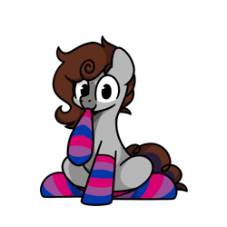 Size: 800x800 | Tagged: safe, artist:sugar morning, oc, oc only, oc:cj vampire, earth pony, equine, fictional species, mammal, pony, feral, hasbro, my little pony, 2d, 2d animation, ambiguous gender, animated, bisexual pride flag, clothes, commission, cute, digital art, flag, gif, hair, looking at you, loop, mane, pride, pride flag, pride socks, simple background, socks, solo, transparent background, ych result