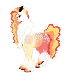 Size: 4327x4454 | Tagged: safe, artist:gigason, oc, oc only, oc:fireball, centaur, equine, fictional species, mammal, humanoid, taur, friendship is magic, hasbro, my little pony, 2023, absurd resolution, anthro taur, appaloosa, black sclera, coat markings, colored sclera, curled hair, gradient legs, hair, interspecies offspring, long hair, male, obtrusive watermark, offspring, parent:oc:glitter gold, parent:tirek (mlp), simple background, solo, solo male, standing, transparent background, watermark