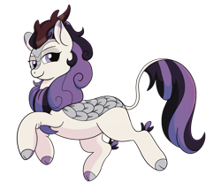 Size: 1280x1100 | Tagged: safe, artist:imperiialfrost, oc, oc only, oc:wintertide frost, equine, fictional species, kirin, mammal, feral, friendship is magic, hasbro, my little pony, 2023, cloven hooves, eyebrows, female, hooves, horn, leonine tail, looking at you, quadrupedal, simple background, smiling, smiling at you, solo, solo female, tail, transparent background