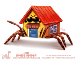 Size: 900x701 | Tagged: safe, artist:cryptid-creations, arachnid, arthropod, spider, feral, ambiguous gender, angry, building, english text, house, pun, simple background, solo, solo ambiguous, text, visual pun, white background