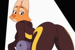 Size: 1067x721 | Tagged: suggestive, artist:captain squiggins, diane foxington (the bad guys), canine, fox, mammal, anthro, dreamworks animation, the bad guys, 2d, 2d animation, animated, big breasts, big butt, breasts, butt, female, looking back, skinsuit, solo, solo female, thick thighs, thighs, vixen, wide hips