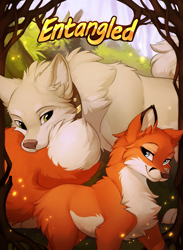 Size: 1095x1500 | Tagged: safe, artist:hioshiru, canine, fox, mammal, red fox, feral, comic:entangled, ambiguous gender, cover art, duo, female, male, vulpes