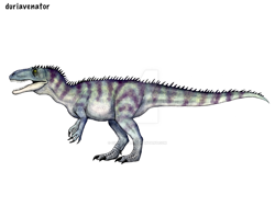 Size: 1024x768 | Tagged: safe, artist:cisiopurple, dinosaur, theropod, feral, 2014, ambiguous gender, deviantart watermark, duriavenator, non-sapient, realistic, side view, simple background, solo, solo ambiguous, text, watermark, white background
