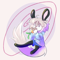 Size: 2000x2000 | Tagged: safe, artist:lake_reu, lagomorph, mammal, rabbit, carrot, food, gift, male, solo, solo male, vegetables