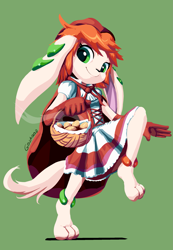 Size: 1683x2429 | Tagged: safe, artist:goshaag, milla basset (freedom planet), canine, dog, mammal, anthro, freedom planet, little red riding hood, feet, female, solo, solo female