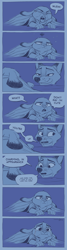 Size: 1000x3756 | Tagged: safe, artist:spicysamur, judy hopps (zootopia), nick wilde (zootopia), canine, fox, lagomorph, mammal, rabbit, anthro, disney, zootopia, 2020, comic, cute, dialogue, digital art, duo, duo male and female, ears, english text, eyes closed, female, fur, indoors, male, monochrome, open mouth, signature, speech bubble, talking, tears, text, yawning
