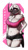 Size: 500x900 | Tagged: safe, artist:fredory, oc, absol, fictional species, mammal, anthro, nintendo, pokémon, belly button, black shorts, bottomwear, breasts, character name, choker, cleavage, cleavage fluff, clothes, crop top, cropped shirt, female, fluff, fur, fur trim, gray body, gray fur, gray hair, hair, hand on hip, midriff, off shoulder, pink shirt, red eyes, short shorts, shorts, simple background, solo, solo female, text, topwear, white background, wide hips