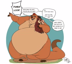 Size: 3672x3300 | Tagged: suggestive, artist:maxpany, timon (the lion king), mammal, meerkat, anthro, disney, the lion king, fat, hyper, male, morbidly obese, weight gain