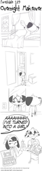 Size: 1033x4172 | Tagged: safe, artist:forestdalecomic, canine, dalmatian, dog, mammal, anthro, bathroom, bed, bedroom eyes, brother, brother and sister, comic strip, female, group, jewelry, lipstick, makeup, male, mirror, necklace, red lips, siblings, sister, smiling, stretching, teenager, trio, waking up, walking, yawning
