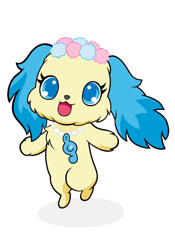 Size: 828x1185 | Tagged: safe, artist:matlin98, sapphie (jewelpet), canine, cavalier king charles spaniel, dog, mammal, spaniel, semi-anthro, jewelpet (sanrio), sanrio, ears, garland, simple background, white background