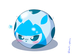 Size: 1200x900 | Tagged: safe, artist:wolf_sphere, eeveelution, fictional species, glaceon, mammal, nintendo, pokémon, ball, morph ball, simple background, white background