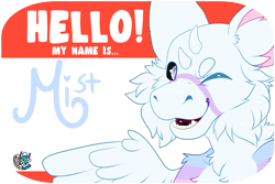 Size: 2100x1400 | Tagged: safe, artist:bomi, angel, dragon, fictional species, ambiguous form, angel dragon, badge, badge ych, ych