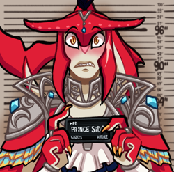 246838 - safe, artist:johnfoxart, scp-1471-a (scp), canine, human, mammal,  anthro, barbie, mattel, scp, barbie (movie), barbie mugshot meme, bone,  breasts, duo, featureless breasts, female, frowning, looking at you, male,  meme, mugshot, muscles