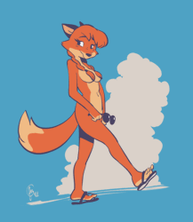 Size: 1196x1380 | Tagged: suggestive, artist:edtropolis, oc, oc:patty (fox-popvli), canine, fox, mammal, anthro, 2023, 2d, 2d animation, animated, bedroom eyes, belly button, big breasts, big butt, blue sky, breasts, butt, clothes, cloud, covering nipples, covering vagina, digital art, ears, eyes closed, feet, female, flip flops, freckles, fur, gif, glasses, glasses off, godiva hair, hair, looking at you, nudity, orange body, orange fur, orange hair, pigtails, sandals, shoes, shy, signature, sky, smiling, smiling at you, soles, solo, solo female, strategically covered, sunglasses, tail, thick thighs, thighs, toes, vixen, walking, wide hips