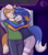 Size: 1276x1456 | Tagged: safe, artist:theguynooneremembers, fox mccloud (star fox), krystal (star fox), canine, fox, mammal, anthro, nintendo, star fox, 2023, anthro/anthro, bottomwear, breasts, clothes, cuddling, detailed background, digital art, duo, duo male and female, ears, eyelashes, eyes closed, female, fur, hair, hug, male, male/female, pants, pose, shirt, solo, solo female, tail, thighs, topwear, tribal markings, vixen, wide hips