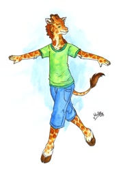Size: 600x805 | Tagged: safe, artist:kaze, oc, oc only, giraffe, mammal, anthro, 2008, child, male, solo, solo male, ungulate, young
