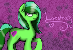 Size: 3456x2346 | Tagged: safe, artist:palindromegrace, oc, oc only, oc:lovestruck, earth pony, equine, fictional species, mammal, pony, feral, friendship is magic, hasbro, my little pony, 2023, female, green body, green hair, green mane, green tail, hair, high res, mane, smiling, solo, solo female, tail