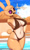 Size: 1328x2233 | Tagged: safe, artist:burgerkiss, coco (animal crossing), lagomorph, mammal, rabbit, anthro, animal crossing, nintendo, 2023, 2d, beach, belly button, big breasts, bikini, black nose, blushing, breasts, clothes, detailed background, dialogue, digital art, ears, eyelashes, female, fur, heart, open mouth, short tail, solo, solo female, swimsuit, tail, talking, text, thighs, wide hips