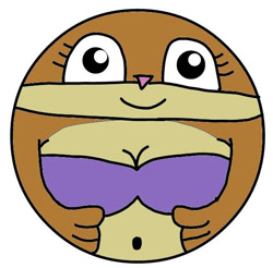 Size: 590x580 | Tagged: safe, artist:frdea, sandy cheeks (spongebob), mammal, rodent, squirrel, anthro, nickelodeon, spongebob squarepants (series), ball, bikini, clothes, morph ball, simple background, swimsuit, white background