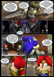 Size: 620x877 | Tagged: safe, artist:underworld360, elias acorn (sonic), princess sally acorn (sonic), remington (sonic), silver the hedgehog (sonic), sonic the hedgehog (sonic), chipmunk, echidna, hedgehog, mammal, monotreme, rodent, squirrel, anthro, comic:shock and awe, archie sonic the hedgehog, sega, sonic the hedgehog (series), 2018, comic, english text, female, king sonic the hedgehog (sonic), male, queen sally acorn (sonic), speech bubble, text