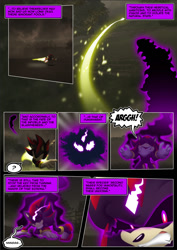 Size: 622x879 | Tagged: safe, artist:underworld360, shadow the hedgehog (sonic), hedgehog, mammal, anthro, comic:shock and awe, archie sonic the hedgehog, sega, sonic the hedgehog (series), comic, english text, glowing, male, possessed, question mark, solo, solo male, text