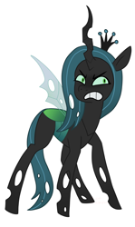 Size: 2187x3666 | Tagged: safe, artist:kokorokinda, queen chrysalis (mlp), arthropod, changeling, changeling queen, equine, fictional species, feral, friendship is magic, hasbro, my little pony, my little pony g5, spoiler:my little pony g5, 2024, angry, female, high res, insect wings, jagged horn, my little pony: tell your tale, simple background, solo, solo female, white background, wings