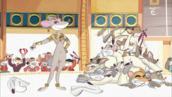 Size: 2048x1152 | Tagged: suggestive, artist:serram04, thea stilton (geronimo stilton), mammal, mouse, rodent, anthro, geronimo stilton (series), breasts, ears, female, fur, group, jewelry, karate, male, male/female, nudity, paws, standing, tail, thea sisters, vulva