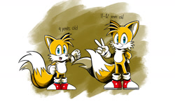 Size: 1816x1080 | Tagged: safe, artist:alexiscreed02, classic tails, miles "tails" prower (sonic), canine, fox, mammal, sega, sonic the hedgehog (series), duo, duo male, male, males only