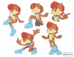 Size: 3300x2550 | Tagged: safe, artist:cantaloafer, princess sally acorn (sonic), chipmunk, mammal, rodent, anthro, archie sonic the hedgehog, sega, sonic the hedgehog (series), 2024, boots, clothes, female, footwear, jacket, one eye closed, shoes, smiling, solo, solo female, topwear, winking