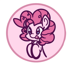 Size: 920x854 | Tagged: safe, artist:derp pone, pinkie pie (mlp), earth pony, equine, fictional species, mammal, pony, feral, friendship is magic, hasbro, my little pony, bust portrait, doodle, female, hair, long hair, looking away, open mouth, open smile, pink body, pink hair, simple background, smiling, solo, solo female