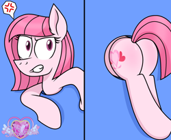 Size: 2296x1886 | Tagged: suggestive, artist:muhammad yunus, oc, oc only, oc:annisa trihapsari, earth pony, equine, fictional species, mammal, pony, feral, friendship is magic, hasbro, my little pony, annibutt, bubbles, butt, cross-popping veins, female, gritted teeth, mare, solo, solo female, teeth, watermark