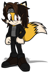 Size: 1200x1800 | Tagged: safe, artist:toyminator900, canine, fox, mammal, anthro, otto wood, sega, sonic the hedgehog (series), waterparks, body markings, bottomwear, brown eyes, brown hair, clothes, dipstick tail, facial markings, footwear, hair, hand on hip, head marking, headband, headwear, male, opened shirt, orange body, orange tail, pants, shirt, shoes, simple background, solo, solo male, sonicified, tail, topwear, transparent background, undershirt