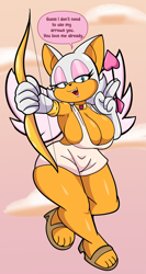 Size: 3149x5933 | Tagged: suggestive, artist:someth1ngoranother, rouge the bat (sonic), bat, mammal, anthro, plantigrade anthro, sega, sonic the hedgehog (series), 2022, arrow, bedroom eyes, big breasts, bottomwear, bow, breasts, clothes, cupid, digital art, dress, ears, eyelashes, female, fur, hair, high heels, holiday, shoes, solo, solo female, tail, thighs, valentine's day, wide hips, wings