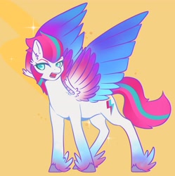 Size: 4078x4096 | Tagged: safe, artist:jezebel_remedy, zipp storm (mlp), equine, fictional species, mammal, pegasus, pony, feral, hasbro, my little pony, my little pony g5, spoiler:my little pony g5, 2024, absurd resolution, feathered wings, feathers, female, gradient hooves, gradient wings, hair, hooves, mane, mare, multicolored hair, multicolored mane, multicolored tail, solo, solo female, tail, unshorn fetlocks, wings