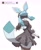 Size: 2518x3102 | Tagged: safe, artist:oreon_smol, eeveelution, fictional species, glaceon, mammal, anthro, nier:automata, nintendo, pokémon, square enix, 2023, blindfold, bottomwear, breasts, butt, clothes, digital art, dress, ears, eyelashes, female, fur, hair, legwear, looking at you, looking back, looking back at you, open mouth, rear view, sideboob, simple background, solo, solo female, stockings, tail, thighs, tongue, white background, wide hips