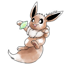 Size: 586x548 | Tagged: safe, artist:artsy-theo, canine, eevee, eeveelution, fictional species, mammal, feral, nintendo, pokémon, 2d, ambiguous gender, on model, signature, simple background, solo, solo ambiguous, white background