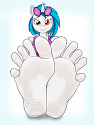 Size: 828x1104 | Tagged: safe, artist:brick2k, vinyl scratch (mlp), equine, fictional species, mammal, pony, unicorn, anthro, plantigrade anthro, friendship is magic, hasbro, my little pony, anthrofied, barefoot, feet, female, fetish, foot fetish, foot focus, mare, soles, toes