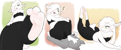 Size: 3954x1623 | Tagged: suggestive, artist:sharkysocks, bovid, goat, mammal, femboy, fetish, foot fetish, foot focus, foot on face, male, smothering, soles, sweaty feet, toes