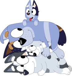 Size: 868x921 | Tagged: safe, artist:porygon2z, muffin heeler (bluey), socks heeler (bluey), stripe heeler (bluey), trixie heeler (bluey), australian cattle dog, canine, dog, mammal, semi-anthro, bluey (series), 2d, cute, daughter, family, father, father and child, father and daughter, female, group, husband, husband and wife, male, mature, mature female, mature male, mother, mother and daughter, mother and father, on model, open mouth, open smile, parents, pile, puppy, siblings, simple background, sister, sisters, smiling, tongue, tongue out, transparent background, wife, young