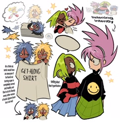 Size: 2091x2151 | Tagged: safe, artist:huhermm, amy rose (sonic), sonic the hedgehog (sonic), tekno the canary (sonic), human, mammal, sega, sonic the comic, sonic the hedgehog (series), humanized, species swap, super sonic, super sonic (fleetway), teknamy (sonic)
