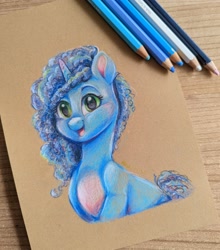 Size: 1801x2048 | Tagged: safe, artist:avui, misty (mlp g5), equine, fictional species, mammal, pony, unicorn, hasbro, my little pony, my little pony g5, spoiler:my little pony g5, bust, colored pencil drawing, my little pony: tell your tale, traditional art