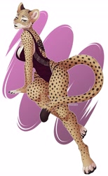 Size: 2518x4096 | Tagged: safe, artist:xchaiteakittenx, big cat, feline, leopard, mammal, anthro, 2024, big breasts, breasts, clothes, female, leotard, solo, solo female, tail, thick thighs, thighs, wide hips